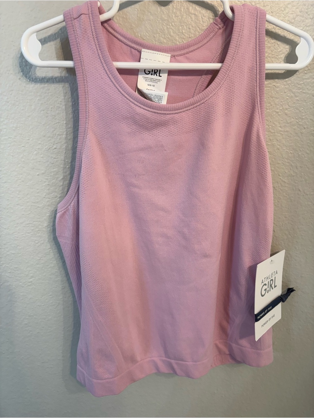 NWT Athleta Girl Power Up Tank Top Size Med 8/10 Pink Purple Seamless Racerback